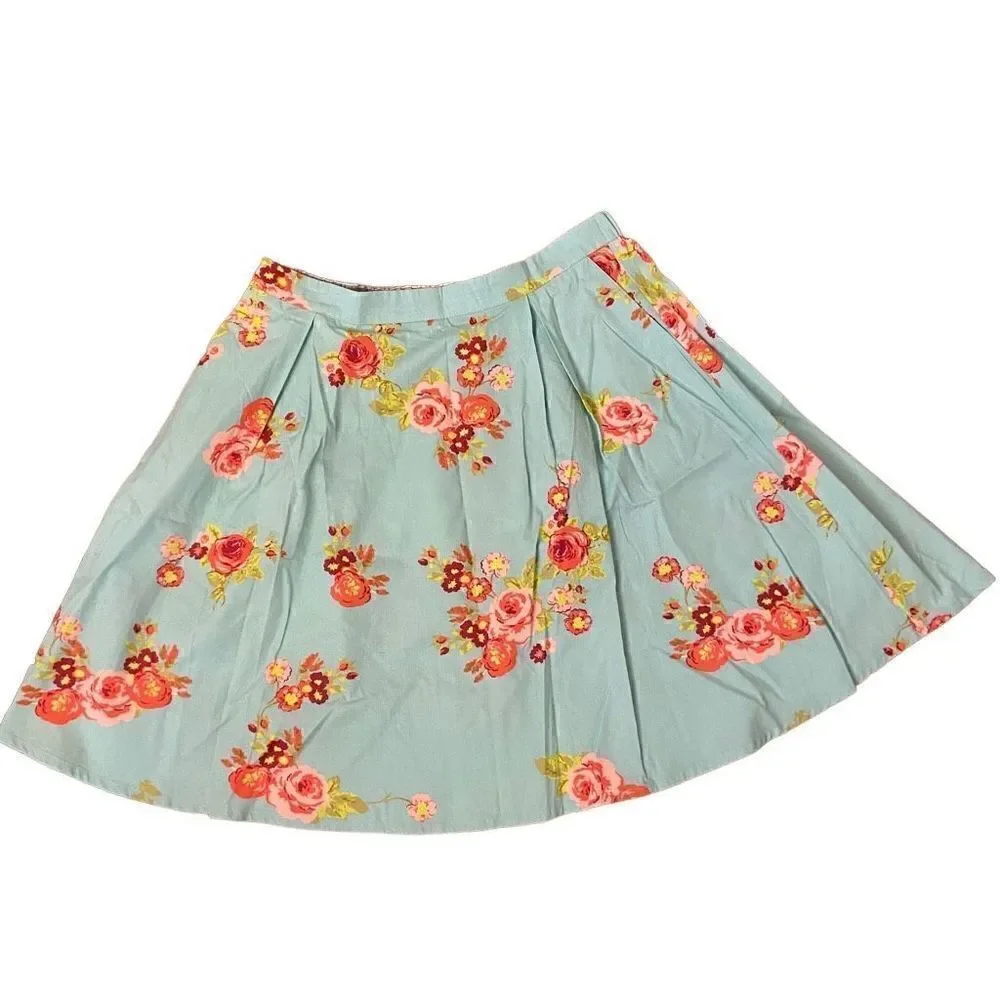 NEW Matilda Jane Natural Beauty Floral A-line Skirt Blue Roses Pockets Large